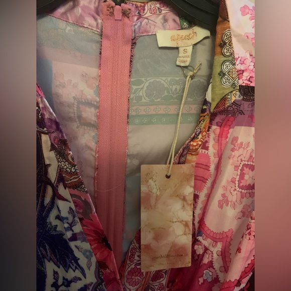 ✨⚡️💥UP PEACH WAVELENGTH SHORT SLEEVE MINI DRESS PRINT Graphic-print Silk Mini - Picture 9 of 10